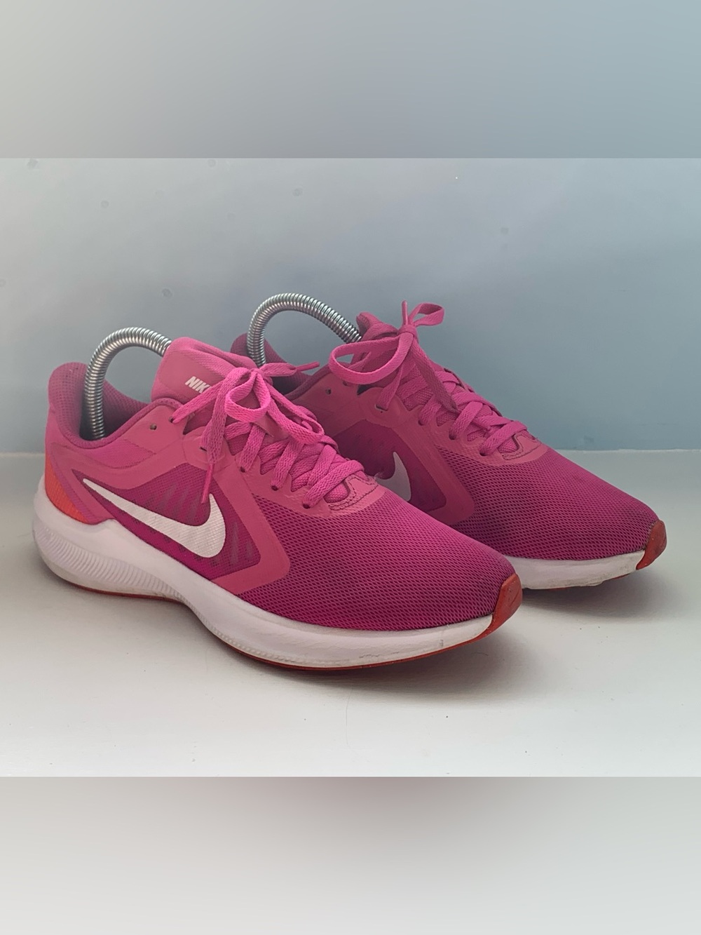 Nike Women's Bright Pink Mesh Running Sneakers with White Swoosh